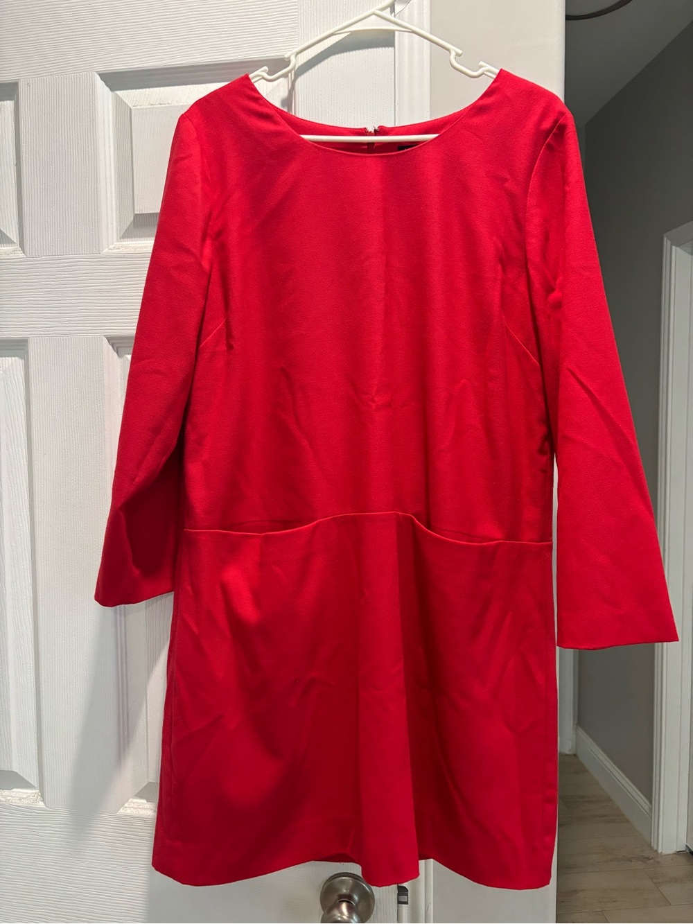 J. Crew Red Long-Sleeve Shift Dress